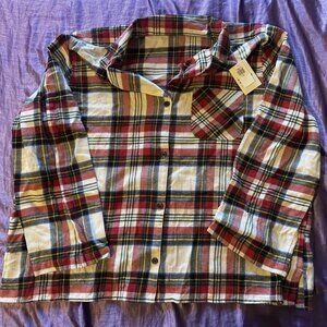 Old Navy Women’s Flannel Pajama Shirt XXL 2XL Christmas Holiday Sleepwear NWT